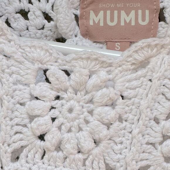 Show Me Your Mumu Laguna Crochet Crop Top NWOT 128.00 Sold Out Size Small - Picture 3 of 11